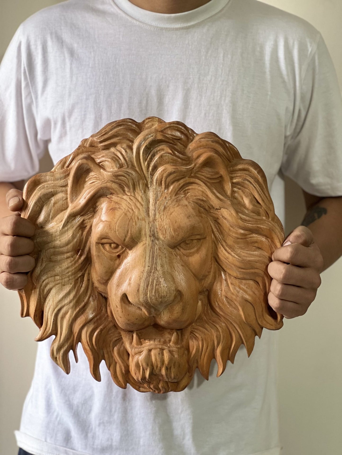 Lion Wood Sculpture