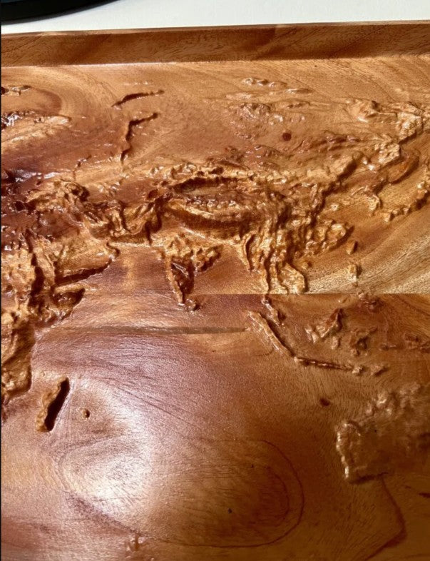 Wooden 3D Topographical World Map