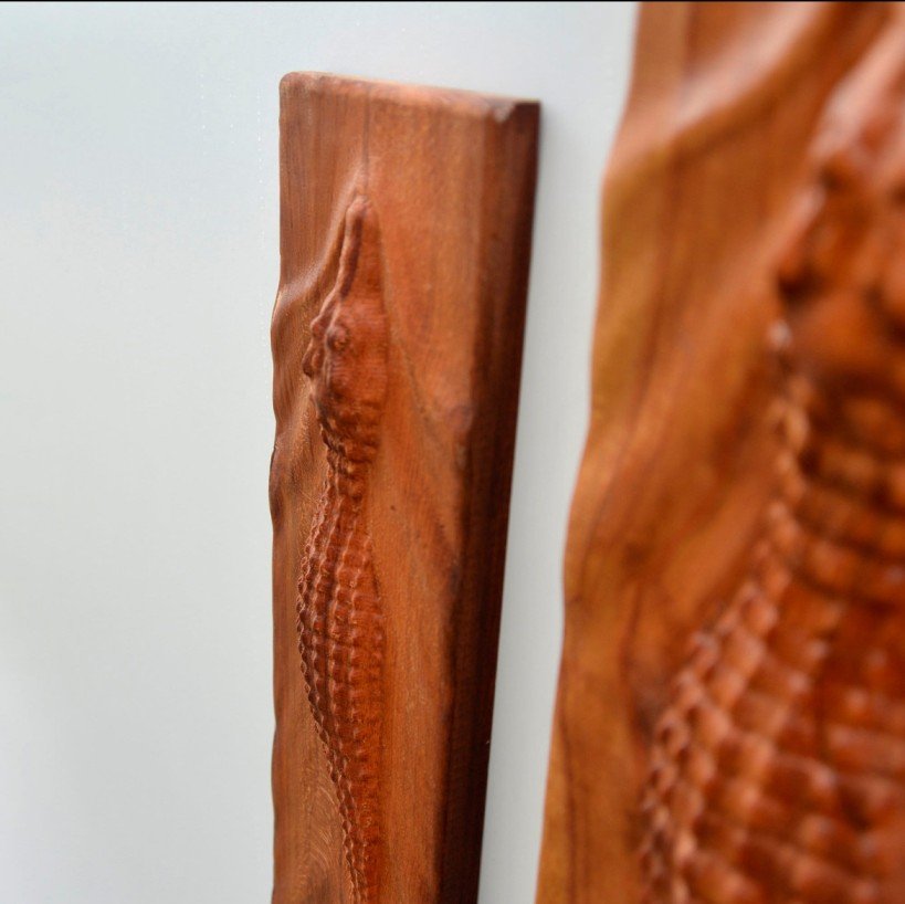 Large Size Crocodile Wood Sculpture