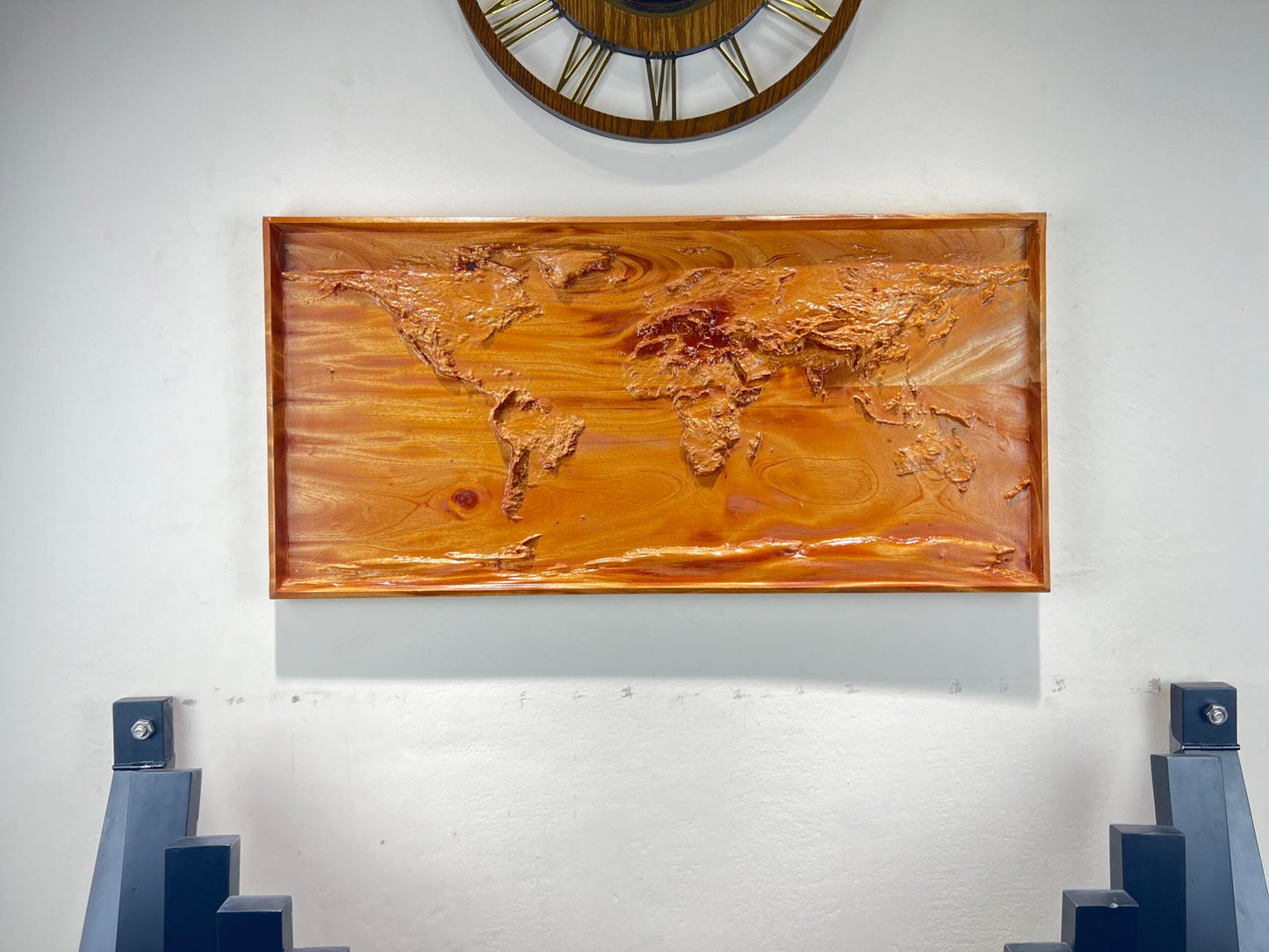 Wooden 3D Topographical World Map