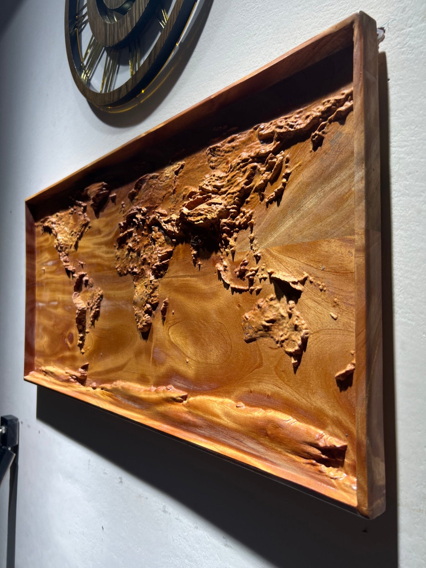 Wooden 3D Topographical World Map