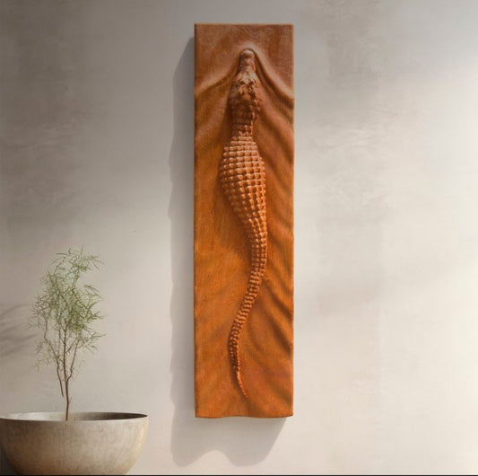 Large Size Crocodile Wood Sculpture