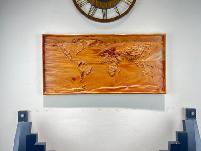 Wooden 3D Topographical World Map
